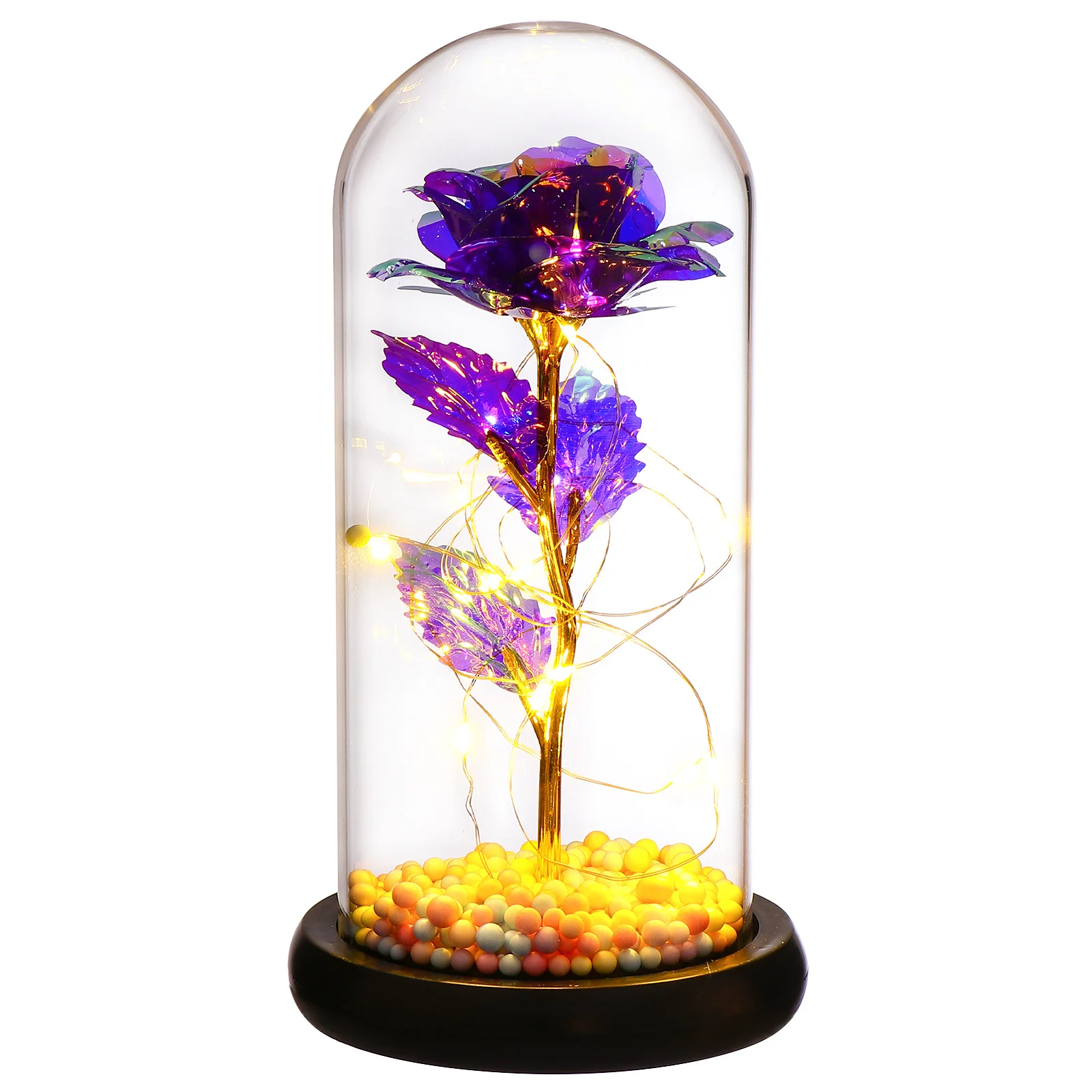 

1Pcs Artificial Rose Glass Dome Lamp Romantic Night Atmosphere Light Valentine's Day Rose Light Gift Decoration