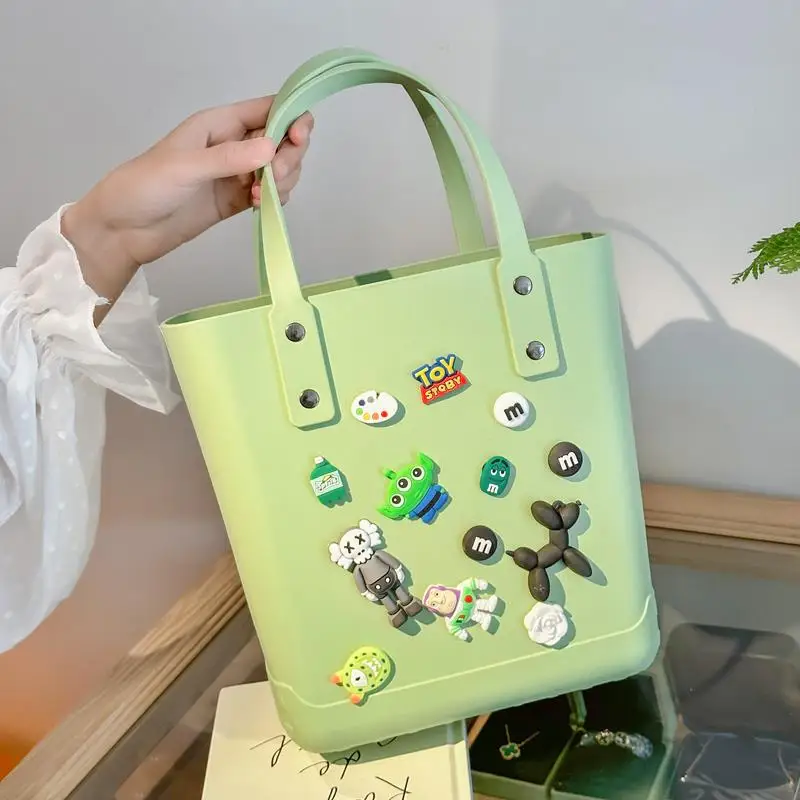 Torba damska PVC Letnie wodoodporne torby na zakupy Duża pojemność Cartoon Top Handle Bags Ladies DIY Hole Handbags Durable Beach Bag