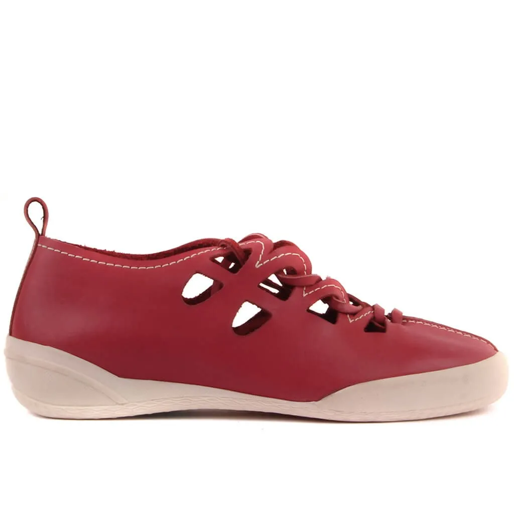 Sail-Lakers Burgundy Leather Women Casual Shoes