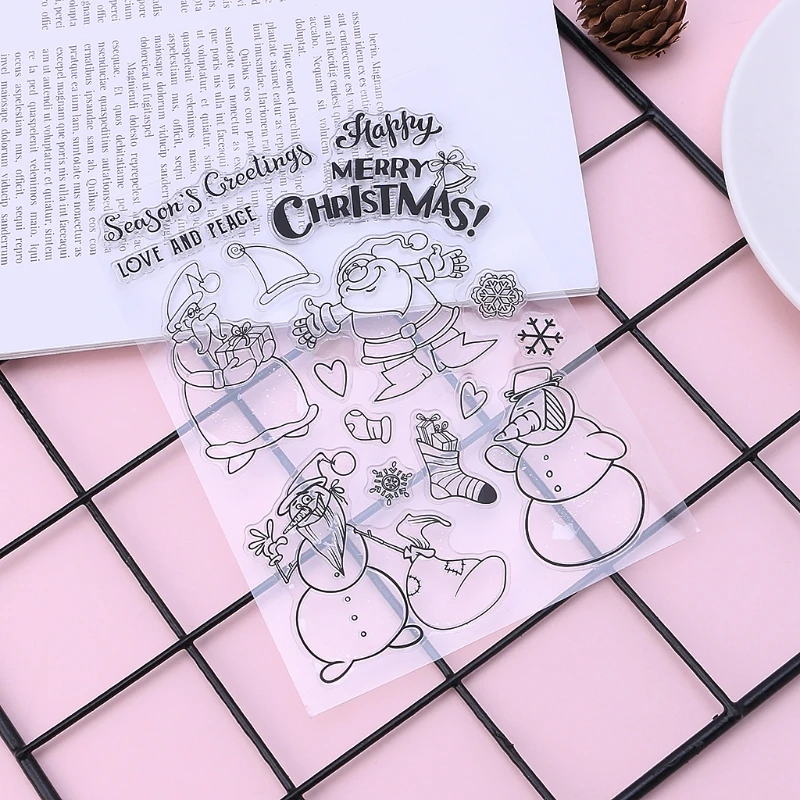 ADWE サンタクロースシリコンスタンプスクラップブッキング装飾スタンパー DIY クラフト用