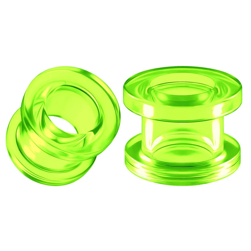 Acrylic Silicone Double Flared Saddle Piercing Jewelry Stretched Ear Plugs Earring Lobe Acrylic External Flesh Tunnel Green - view 3