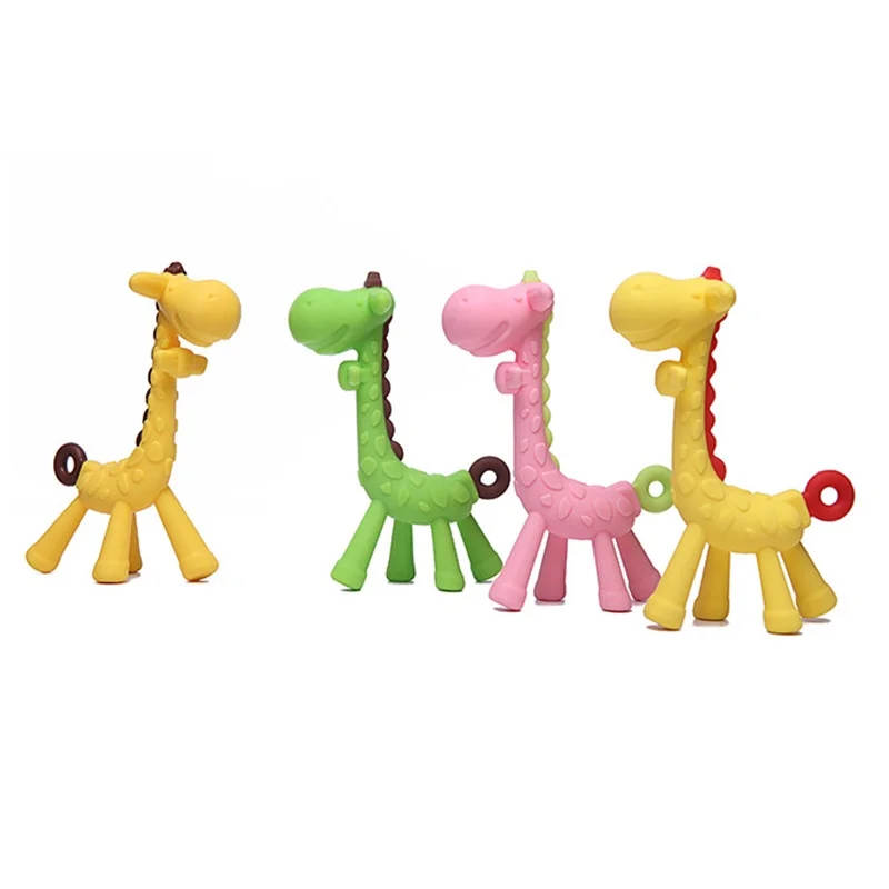 0-1Years Baby Silicone Teether Animal Giraffe Shape Baby Infant Dental Care Teeth Nursing Toddler Toys