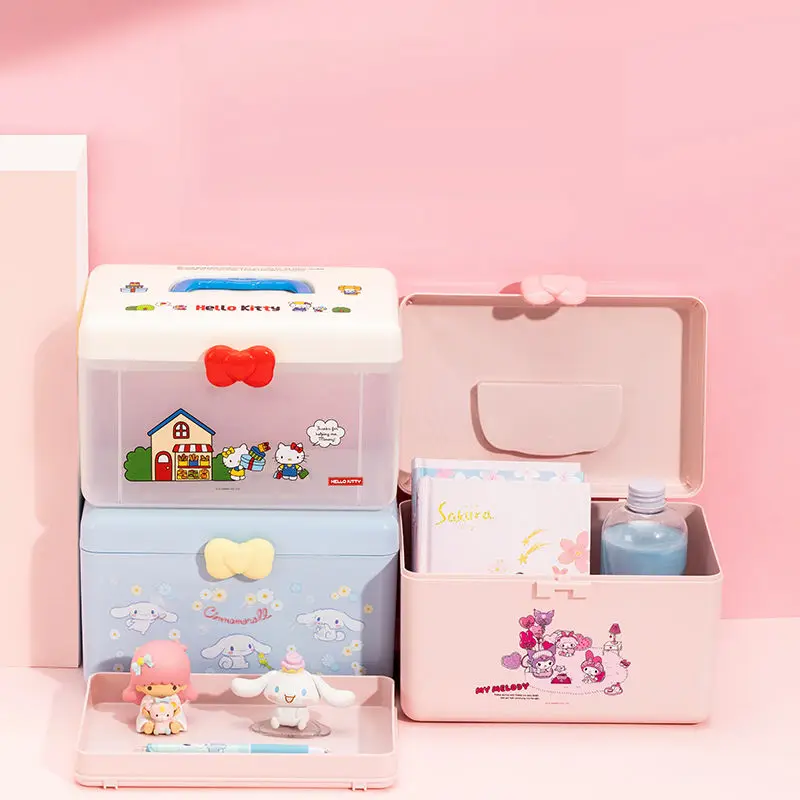 

Hello Kitty Cinnamoroll Sanrio Anime Kawaii Storage Box Cute Cartoon My Melody Accessories Makeup Tool Case Ins Gifts for Kids