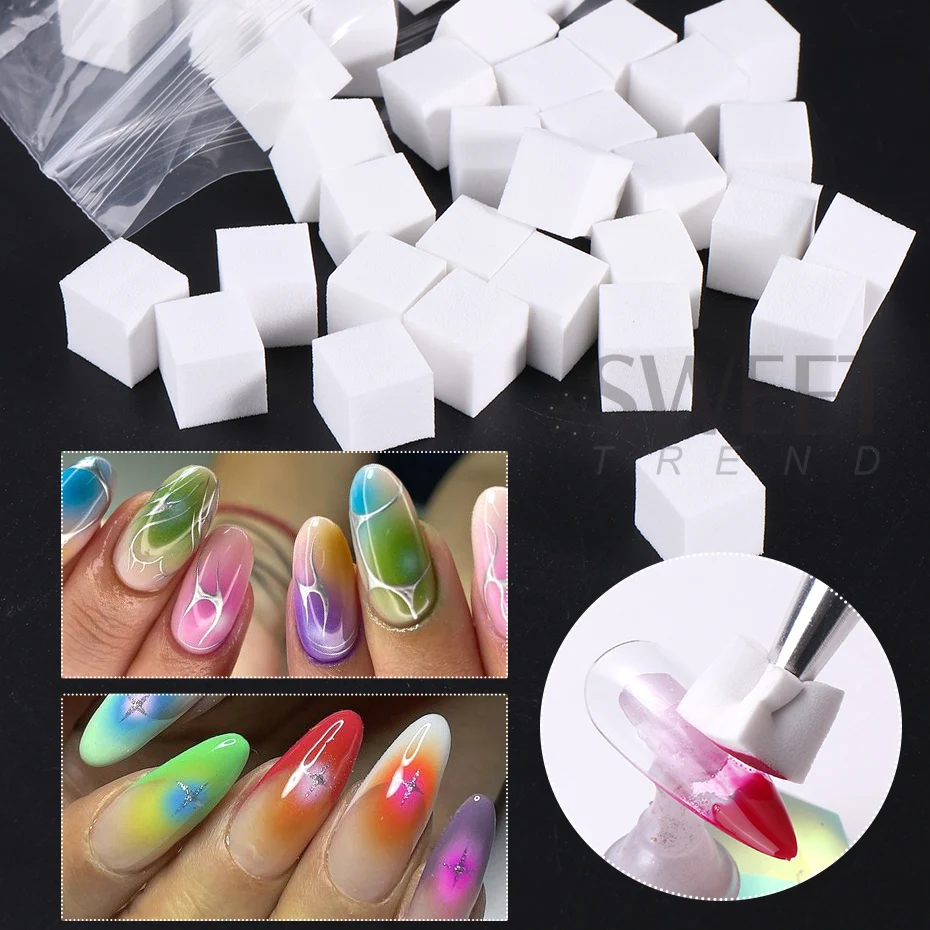 100pcs Nail Art Sponge Soft Sponges Gradient Nail Art Stamper Tools Color Fade Manicure DIY Creative Nail Sponge Gripper Tools