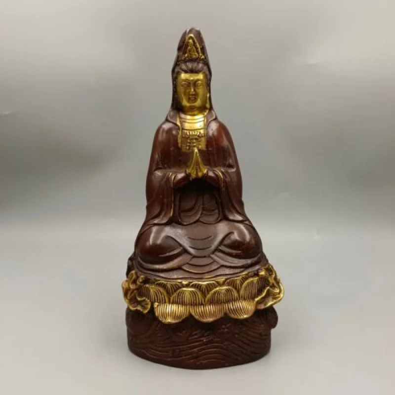 Red copper gilded gold hands clasped together as Guanyin Bodhisattva