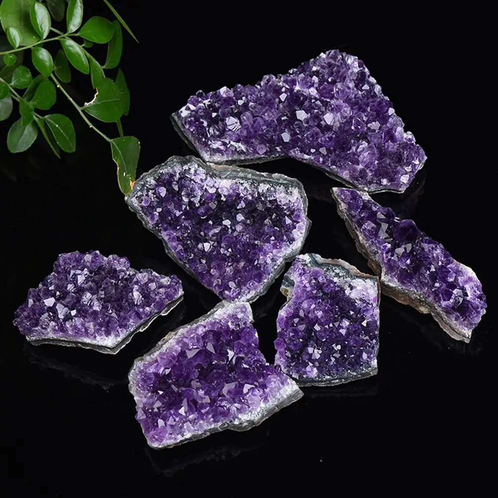 1Pcs Natural Raw Healing Stones Creative Amethyst Crystal Cluster Ornaments Elegant Purple Quartz Decoration