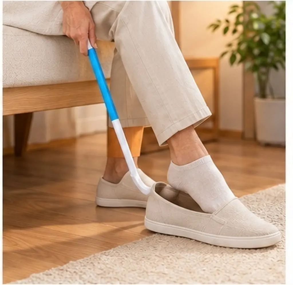 ABS Dressing Stick Two-in-One Detachable Shoe Horn Handicapped Dressing Aid Helper for Elderly Disabled Pregnant Back Pain