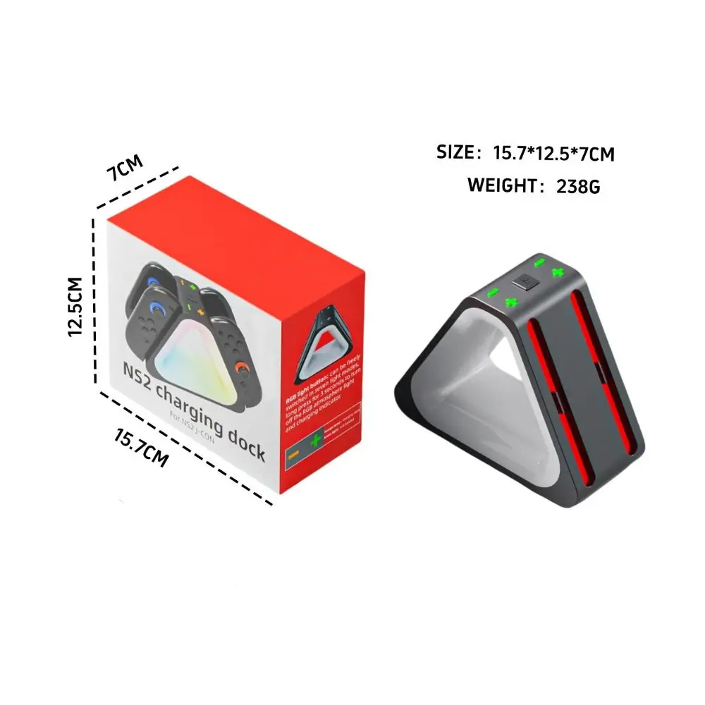 New 4 Slot Fast Charging Dock Type-C Power 7 RGB Light Modes RGB Charger Dock Fast Charge Charging Station For Switch 2