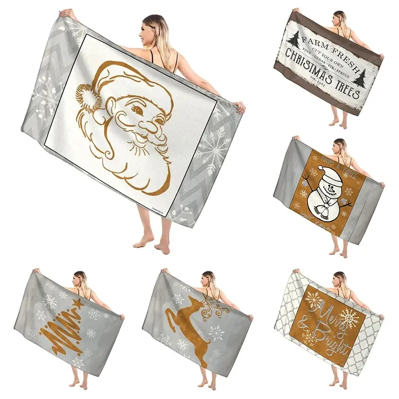 Holiday Christmas Bathroom Adult Soft Bath Towel Sauna Large Beach Towel Modern Fitness Towel Hotel Women's Shower Quick Drying