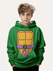 New Arrival Anime Pattern 3D Print Boys Long Sleeve Hoodie, Stay Stylish And Cozy Sweatshirt Teenage Mutant Ninja Turtles