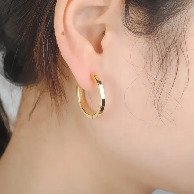 925 Sterling Silver Oversize Circle Hoop Earrings dla kobiet Dziewczyna Nowy Geometryczny Kryształ Okrągły Kolczyk Brincos Biżuteria imprezowa Prezent