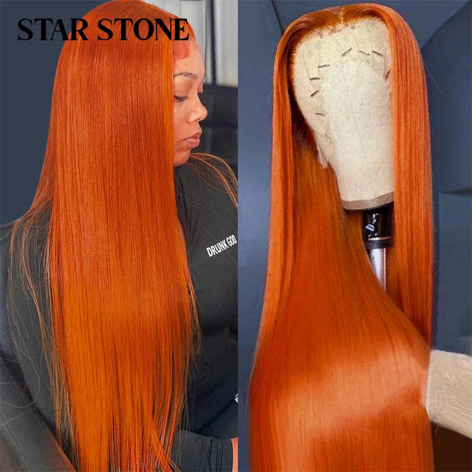 

28 30 32 Inch Orange Ginger Lace Front Wig Human Hair 13x4 Straight Lace Front Wig Pre Plucked Transparent 4x4 Lace Closure Wig