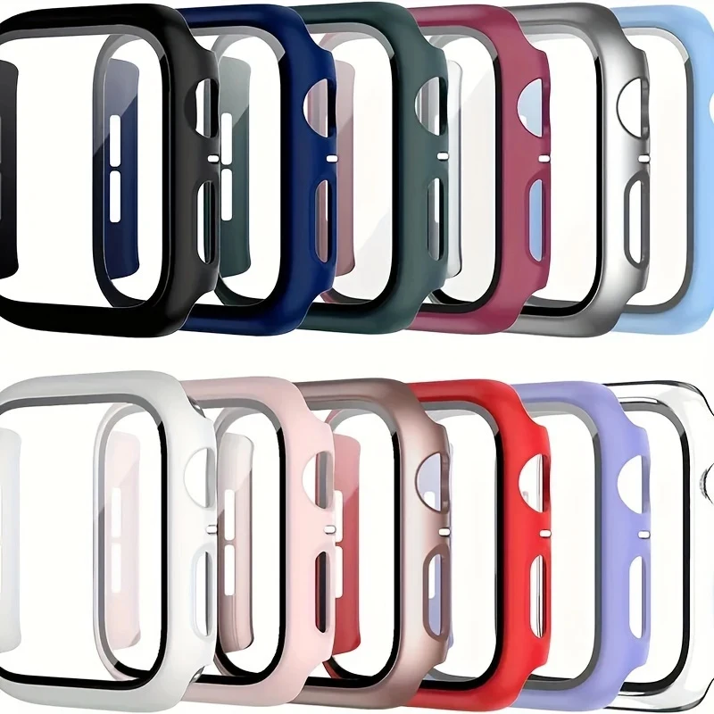 Abdeckung für Apple Watch Gehäuse 45 mm 41 mm 44 mm 40 mm 42 mm Displayschutzfolie gehärtetes Glas Apple Watch Zubehör Serie 9 4 5 6 SE 7 8