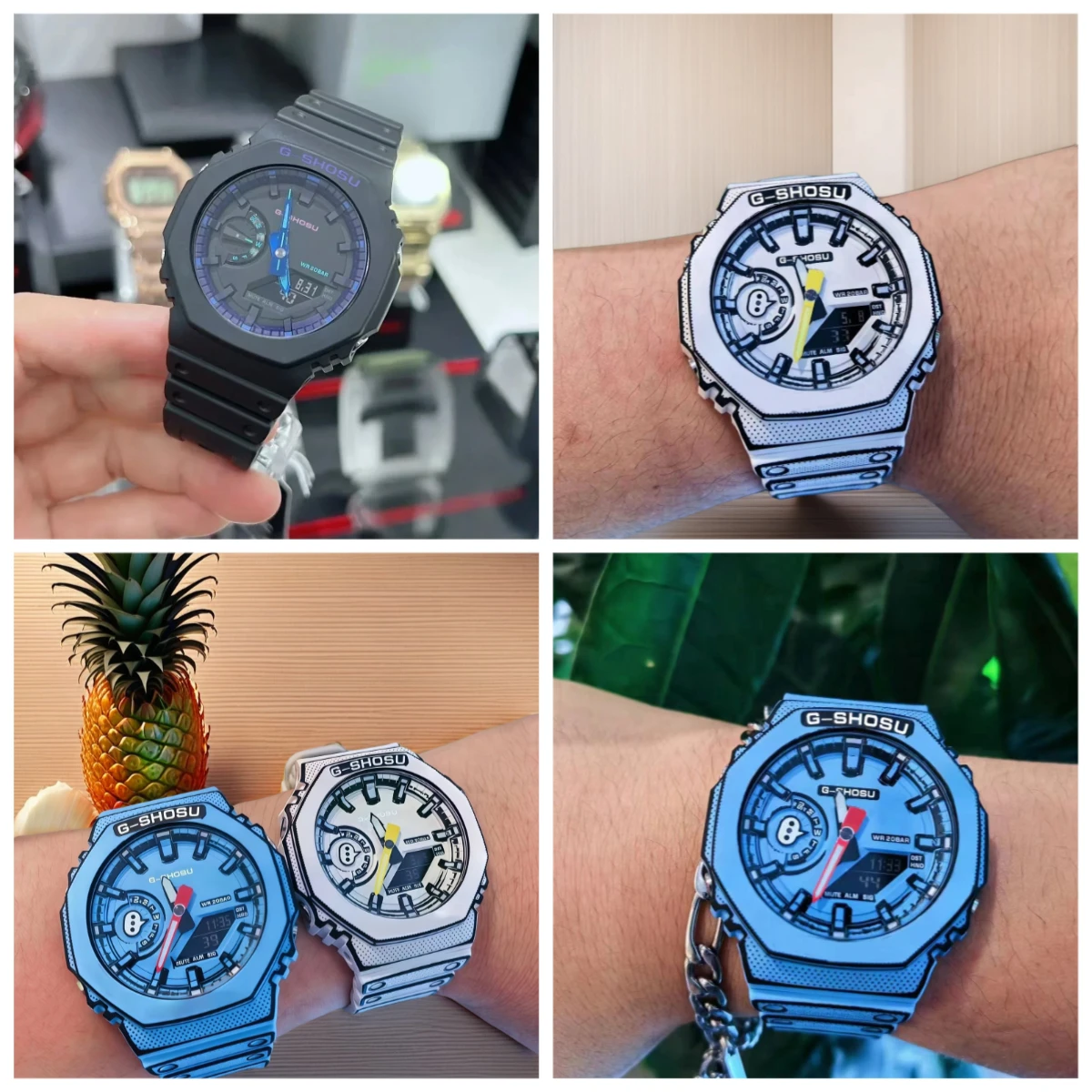 9898 Store Oak Collection Voll funktionsfähige Weltzeit-Vollfunktions-LED-Digitaluhr mit Dual-Display, Unisex, wasserdicht, großes Zifferblatt