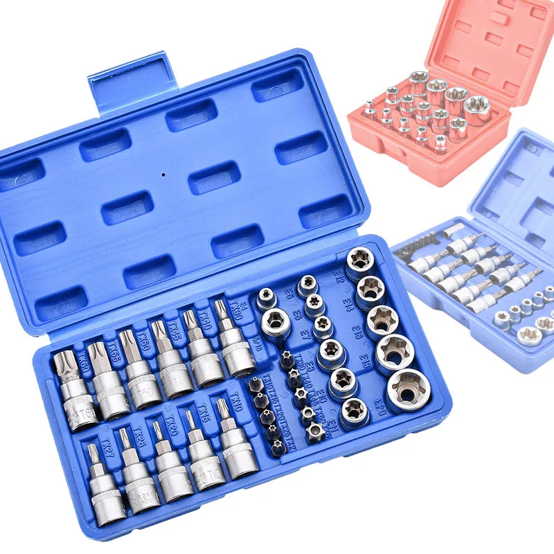 

Torx Star Sockets & Bit Set Male / Female E-Security Bits Drive Handheld Tool Torque Star Socket Car Repairing Tools