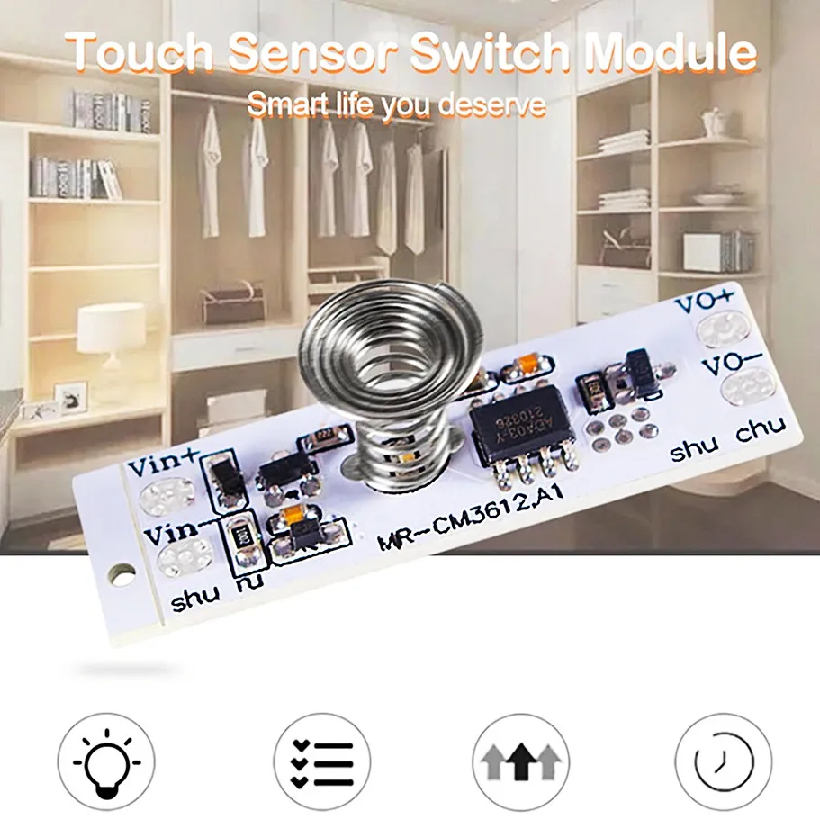 DC 12V 24V Capacitieve Aanraaksensor Schakelaar Spiraalveer Led Dimmer Uit Licht Module 36W 3a Voor Smart Home Led Lichtschakelaar