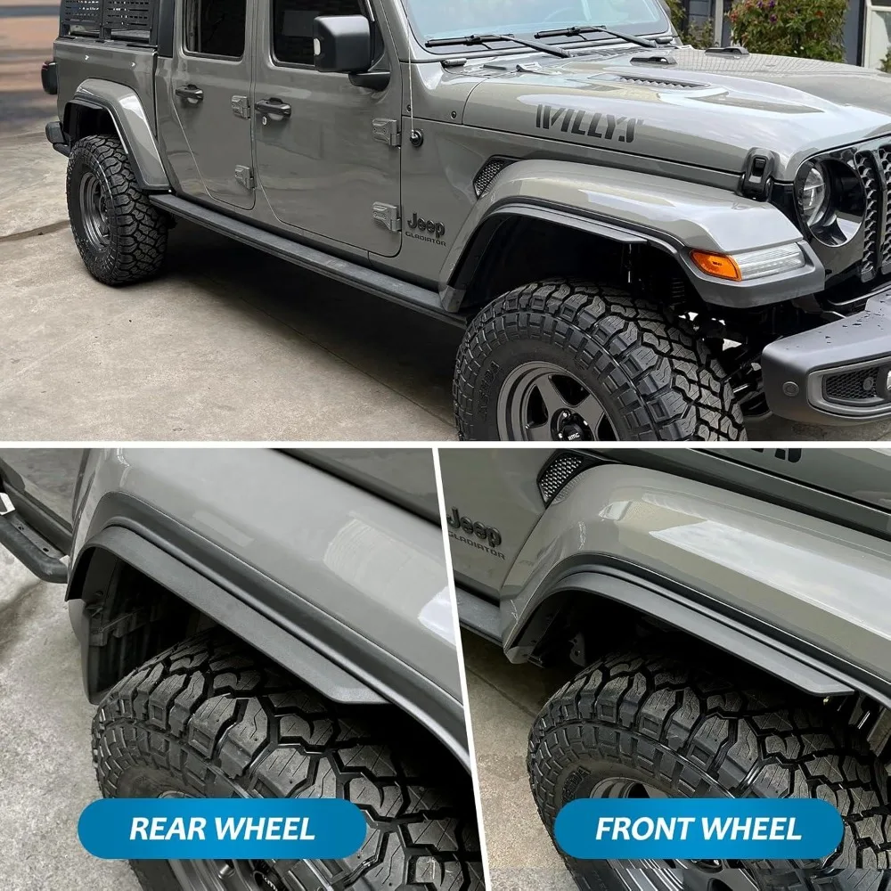 Fender Off Road Front Rear Fenders Compatible With Jeep Wrangler JT 2020 2024 Sport Willys Bolt On ABS Mud Protection
