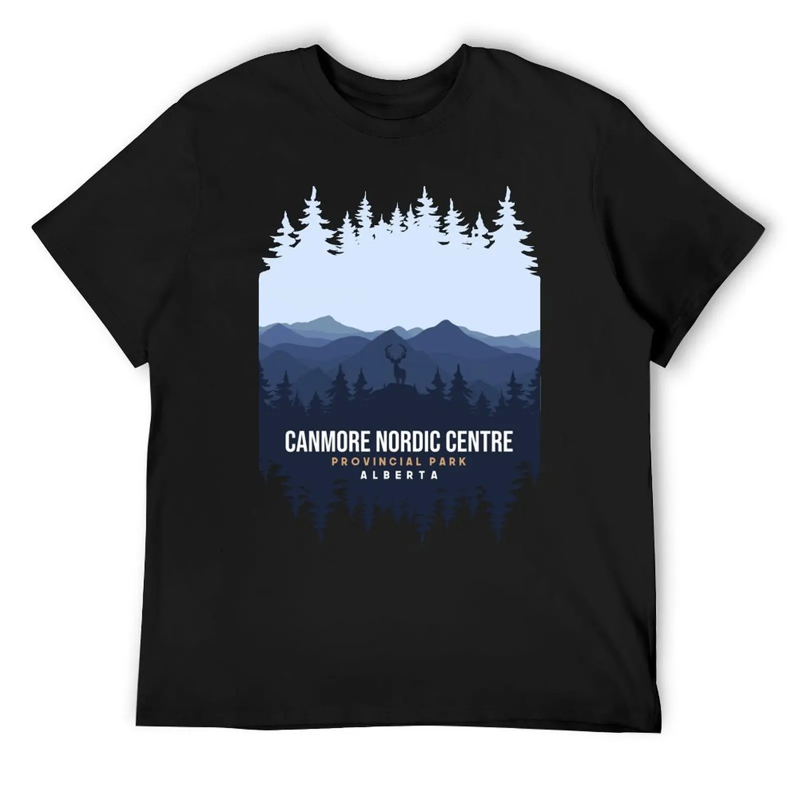 Canmore Nordic Centre Provincial Park Alberta Canada Mountain And Pine Tree T-Shirt Blouse clothes for men