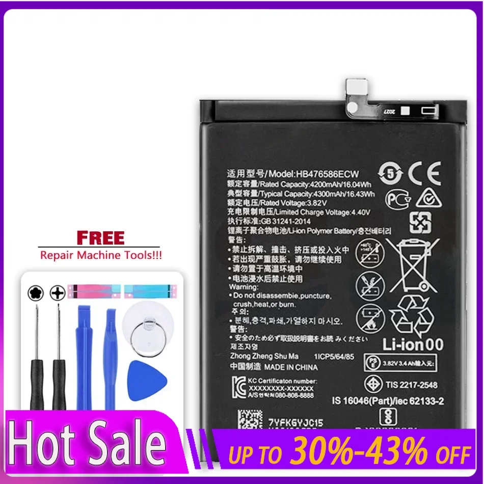 Запасной аккумулятор для HUAWEI Honor X10 5G, HB 476586 ECW, 4300 мАч, Play4, Play 4, 5G Портативные аккумуляторы для сотовых телефонов Гарантия