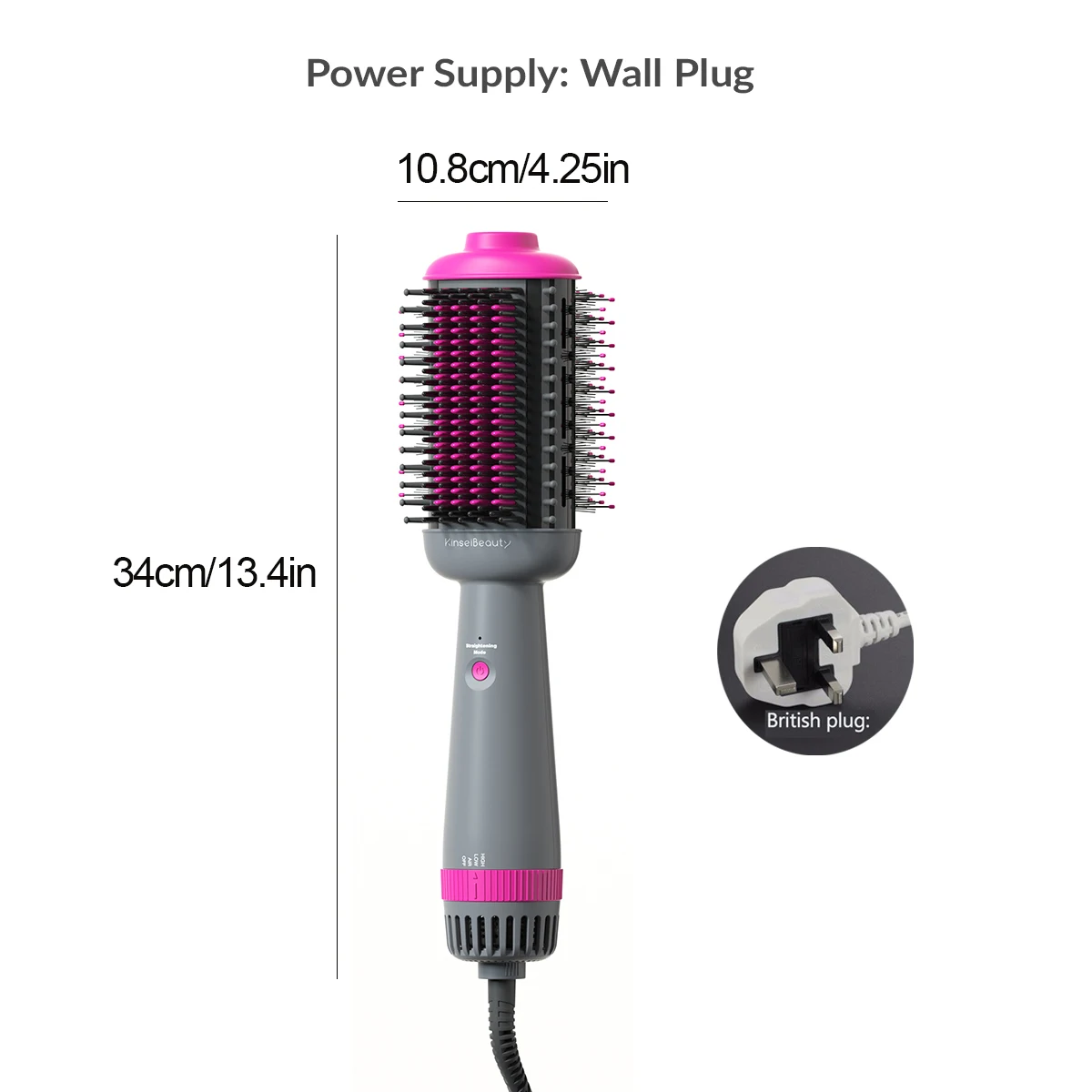 Kinseibeauty Hair Dryer Comb Straightener Electric Hot Air Brush Ceramic Anti-ironing Blower Multi-function Styling Tools