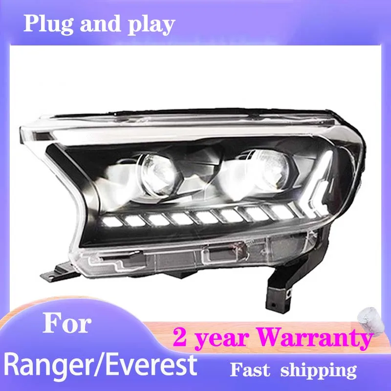 Car Accessories for Ford Ranger Headlight 2016-2020 Everest Headlamp DRL Turn Signal High Beam Projector Lens