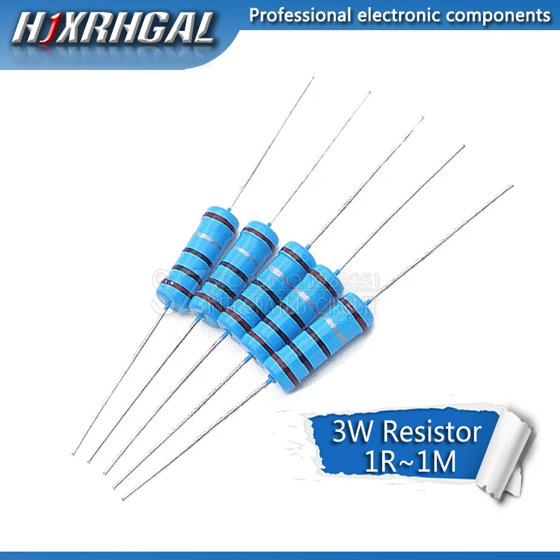 400pcs 3W Metal film resistor 1% 1R ~ 1M 1R 4.7R 10R 22R 33R 47R 1K 4.7K 10K 100K 1 4.7 10 22 33 47 4K7 ohm