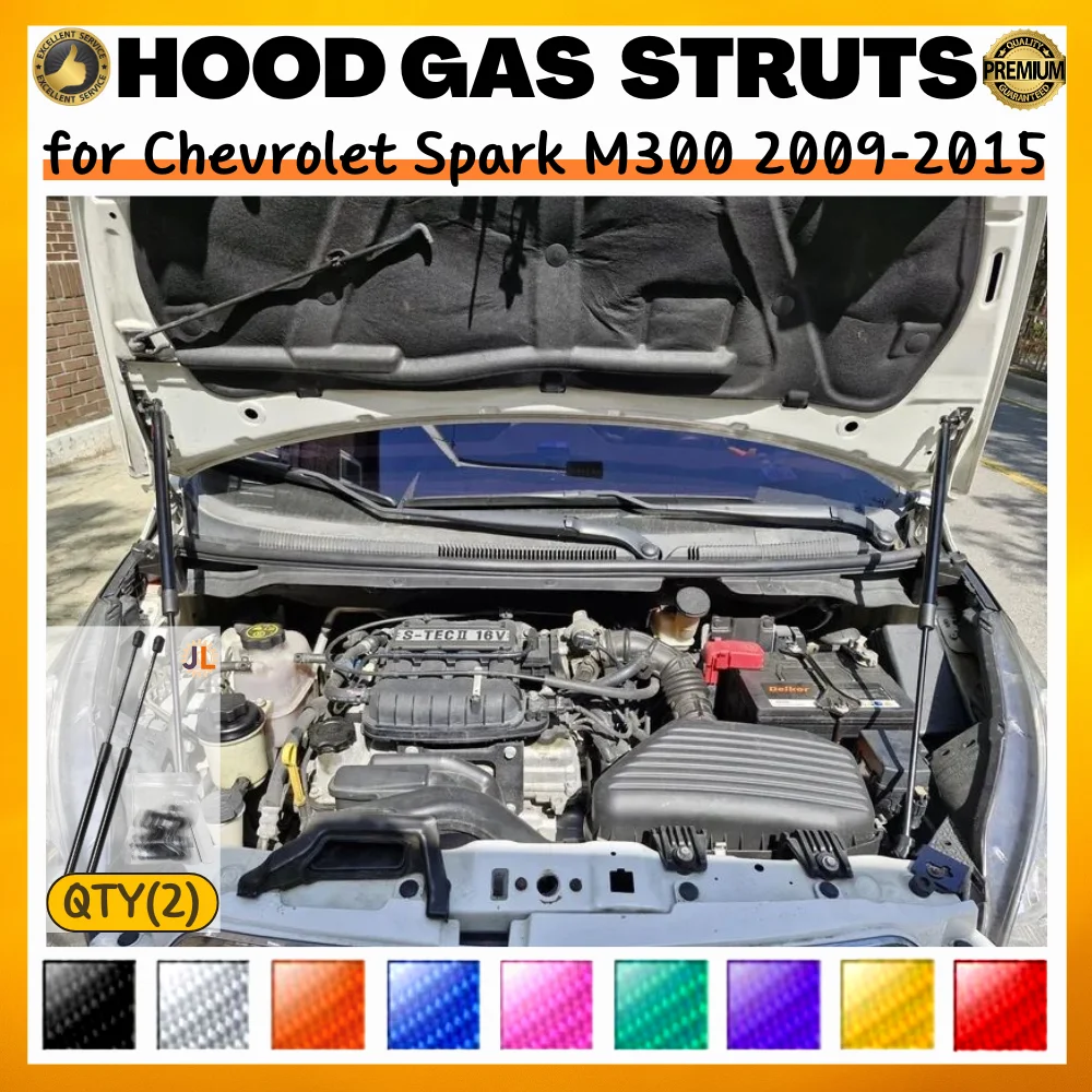 

Qty(2) Hood Struts for Chevrolet Spark M300 2009-2015 Front Bonnet Modify Gas Springs Shock Absorber Lift Supports Dampers