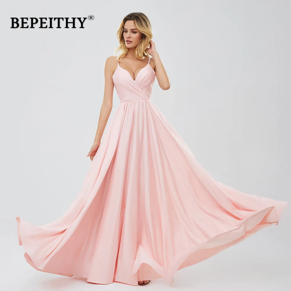 BEPEITHY Customized Pink Evening Dresses For Women 2023 Simple But Elegant Formal Dress Gown Prom Dresses 2023 Luxury Gowns