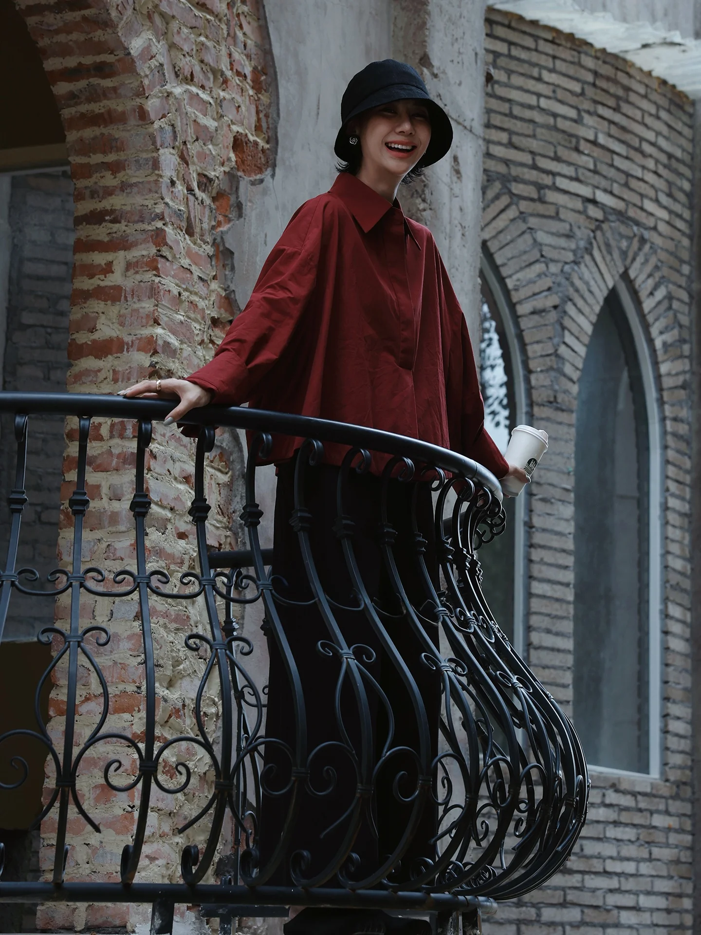 

Red Cloud Loose ort irt Women's Thin Spring Autumn Cotton Casual Sle Button up Pure Color Small Size Friendly