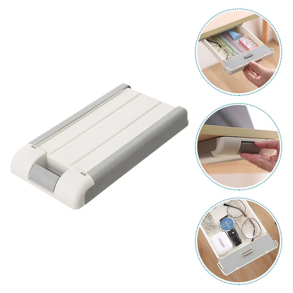

1Pcs Table Bottom Organizer ABS Hidden Drawer Storage Box No Nails Design Under Desk Pencil Tray Sundries Holder