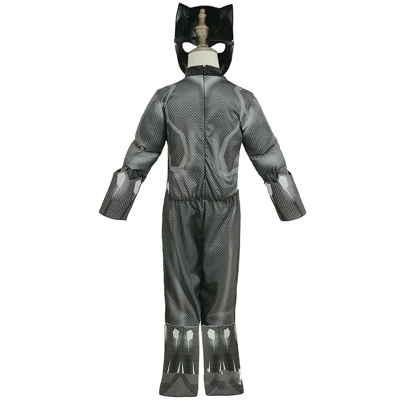2024 Tuta muscolare nera per bambino nuovo arrivo con costume da pantera maschera