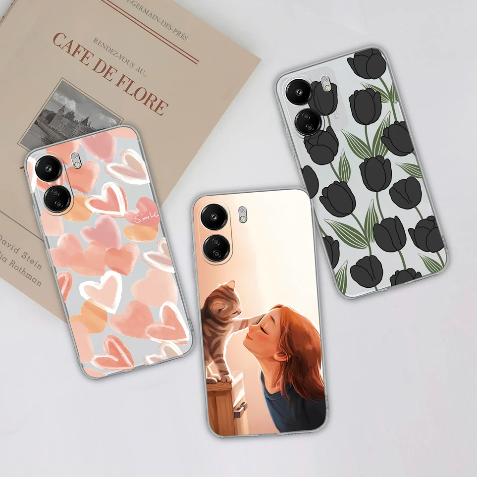 Fundas For Xiaomi Redmi 13C 12C 12 11A 4G Cute Bear Soft Silicone Phone Cases Camera Protection Coque For Redmi 13 C Back Cover