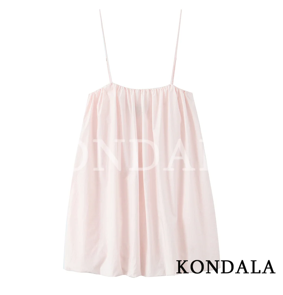 KONDALA Damen Elegantes Ballon-Cami-Kleid Süßes Rosa Mini-Trägerkleid Neu 2026 Sommer Trendiges Minimalistisches Lässiges Urlaubskleid