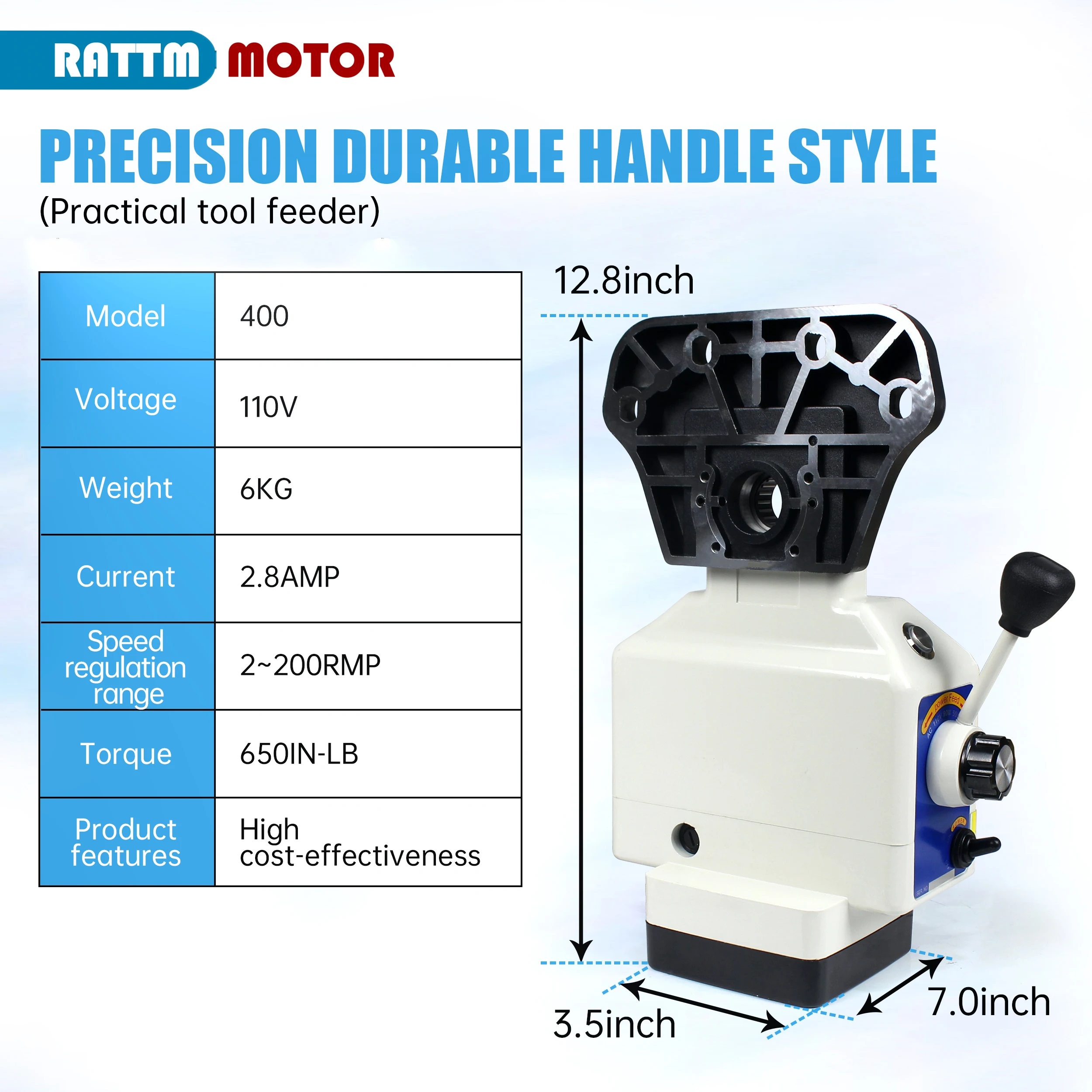 400S X Axis Power Feed Kit For Bridgeport Milling Machine 0-200RPM 650 in-lb Torque Low Noise Precise Bearing Durable