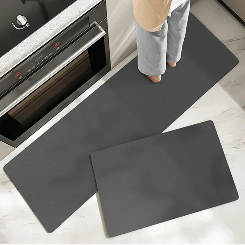 Kitchen Floor Mat Pvc Waterproof Rug Oil-proof Leather Carpet Non-slip Home Decoration Grey Foot Mats Alfombra De Cocina 주방 카펫