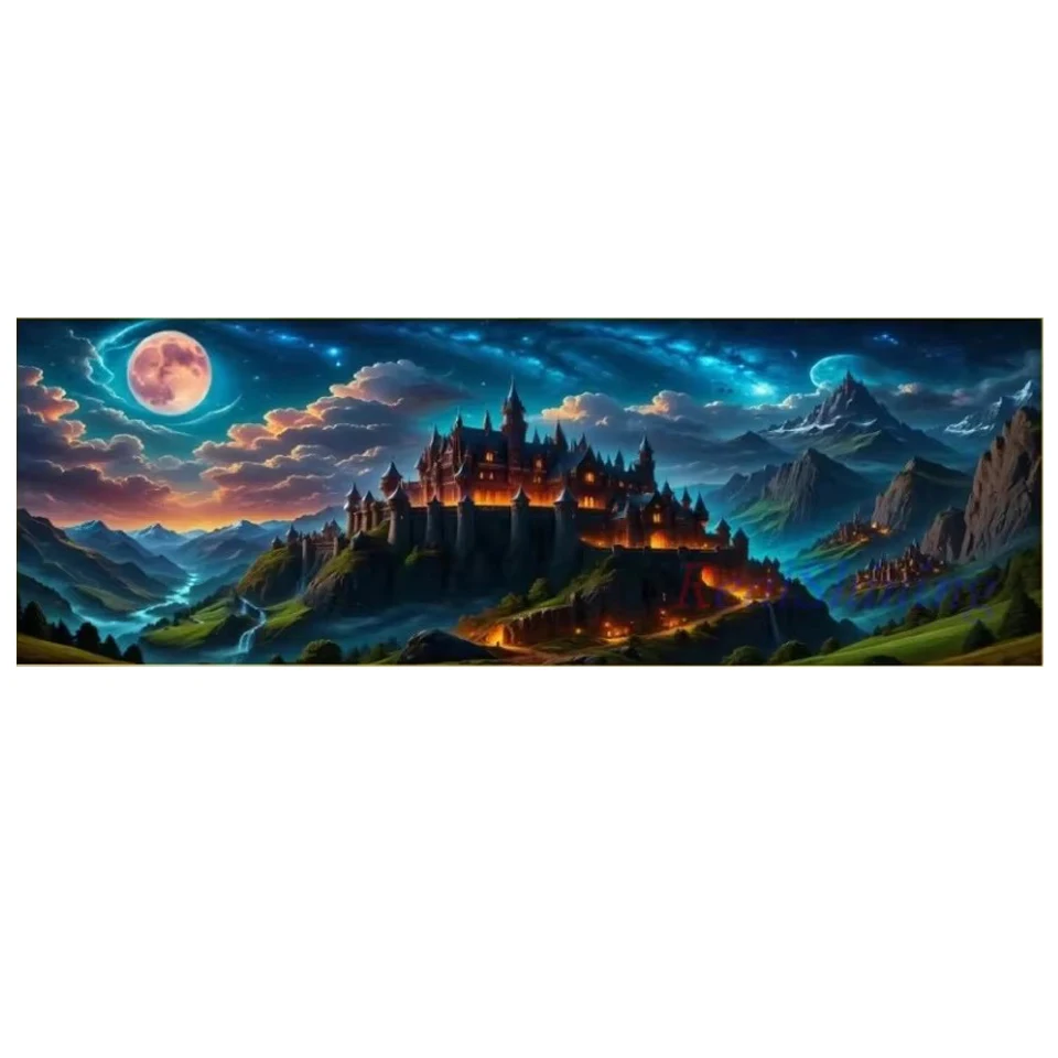 Fantasy Moonlit Castle Diamond Painting Magic Castle In The Moonlight Landscape Diamond Mosaic Embroidery For Livng Room Decor