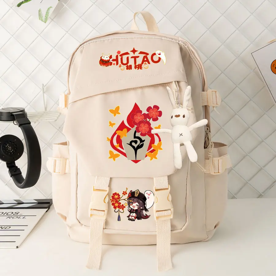 Hutao Genshin Impact Anime Merchandise For Girls Elementary And Middle School Students Lightweight Cute Cartoon Backpack Anime