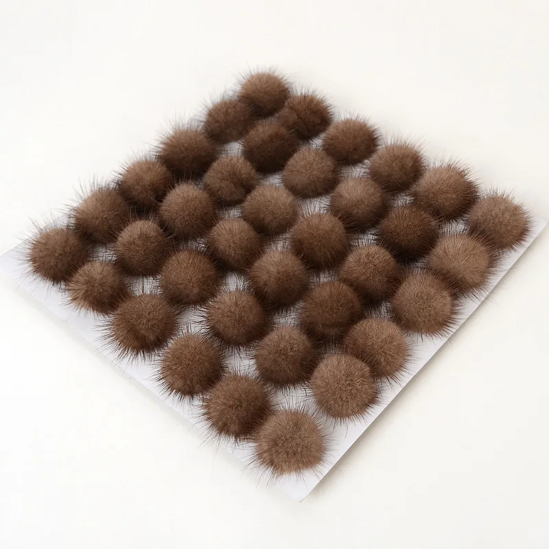 6pcs/lot 4CM Real Mink Fur Pom pom for Hat Genuine Mink Fur Balls DIY Fox Fur Accessories For Keychains Charm Caps F316