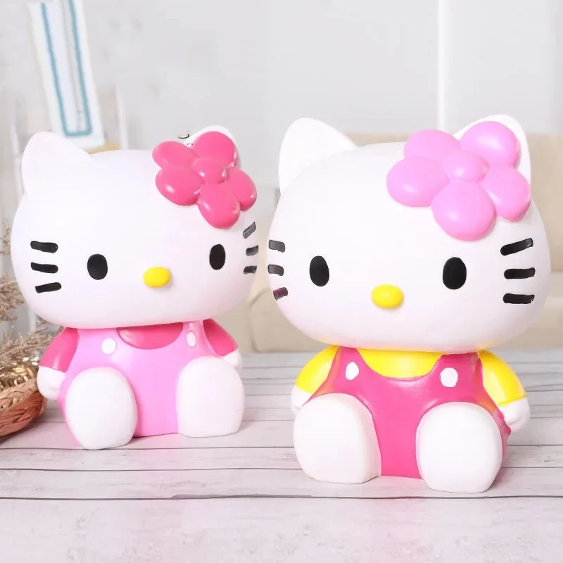 Sanrio กระปุกออมสินลาย Hello Kitty, กระปุกออมสินอะนิเมะสุดสร้างสรรค์กล่องเงินไวนิลป้องกันการตกน่ารักใช้ในครัวเรือนของขวัญสำหรับนักเรียน