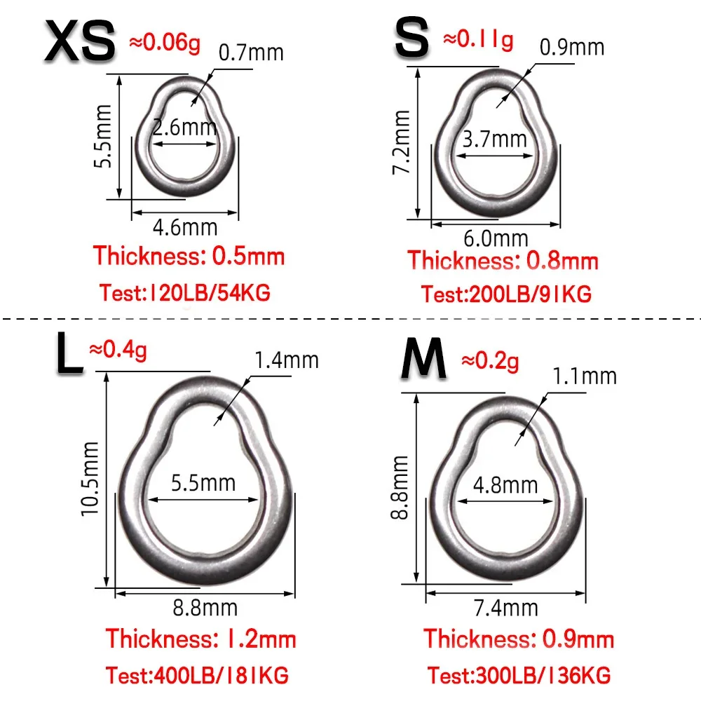 20 Stück Edelstahl Doppel-/Dreifach-/Birnenförmige Solide Ringe für Salzwasser-Angelzubehör zur Verbindung von Schnur, Assist-Haken und Jig-Ködern – Detail 5