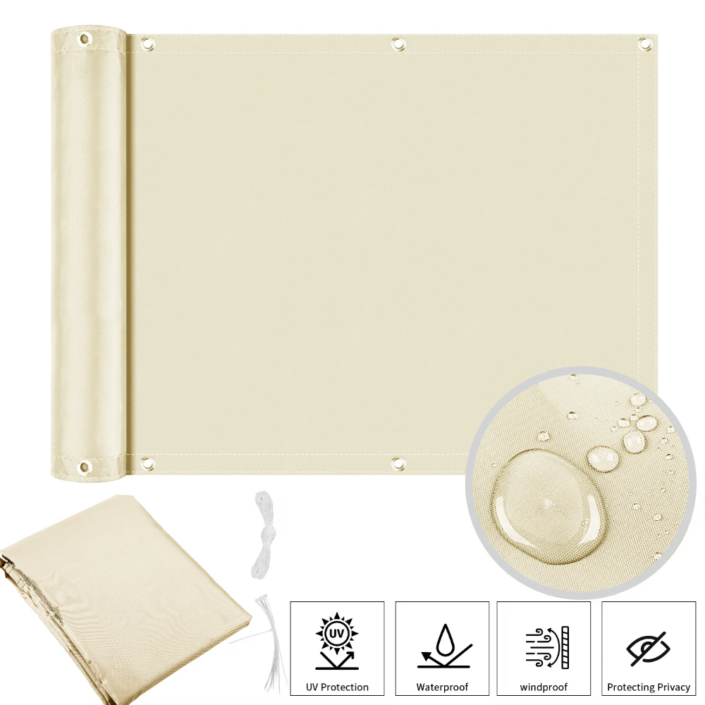 Balkon Privacyscherm Cover Hek Patio Waterdicht Schaduwdoek 95% UV-bescherming Schild Dek Schaduw Zeil Tuin Veranda Zwembad Decor