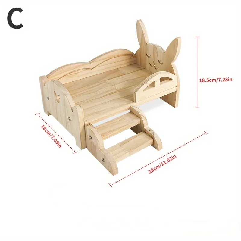 Solid Wood Pet Rabbit Bed for Warmth All Season Use  Dirt Resistant Small and Medium-sized Bed Off The Ground Petbed