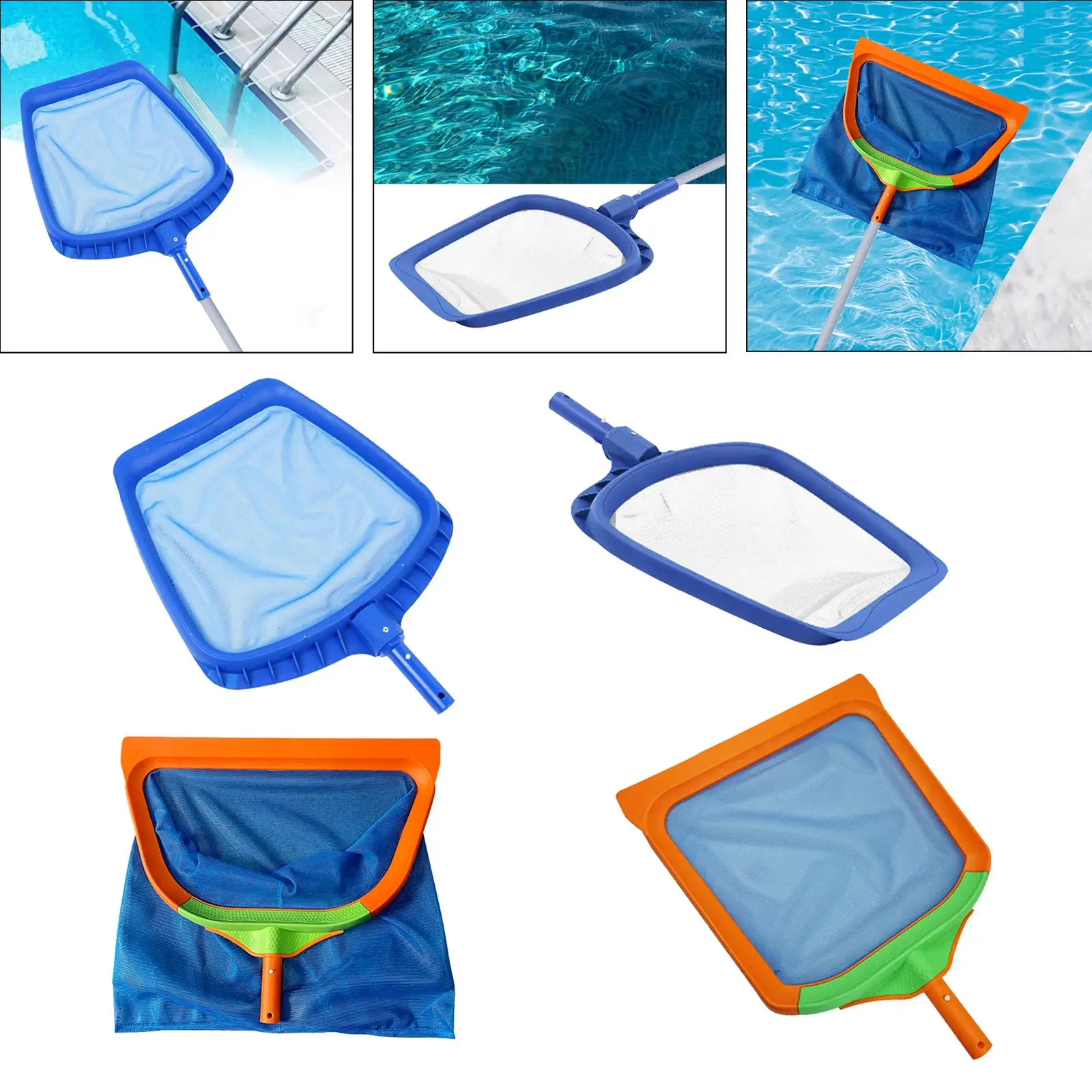 Swimming Pool Leaf Skimmer Net Durable Reinforced Frame for Spas, Ponds, Kids Inflatable Pools Swimming Leaf Rake Cleaning Tool