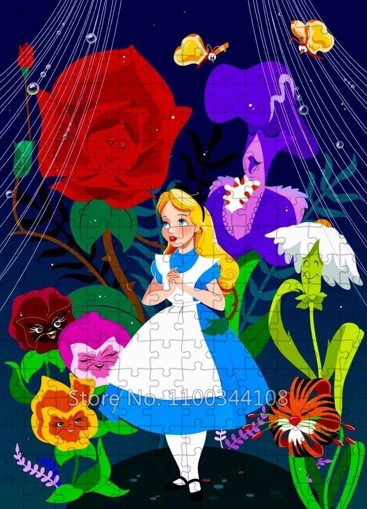 Alice In Wonderland Jigsaw Puzzle Disney 35/300/500/1000 Pieces Puzzles for Children's Educational Toys Adults Handmade Gifts