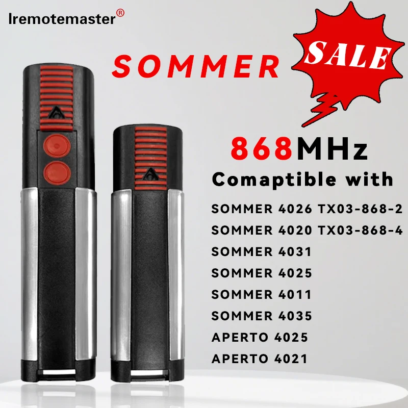 

For SOMMER 4020 TX03-868-4 4026 4031 Garage Door Remote Control 868MHz Handheld Transmitter SOMMER APERTO 4025 4021 Gate Opener