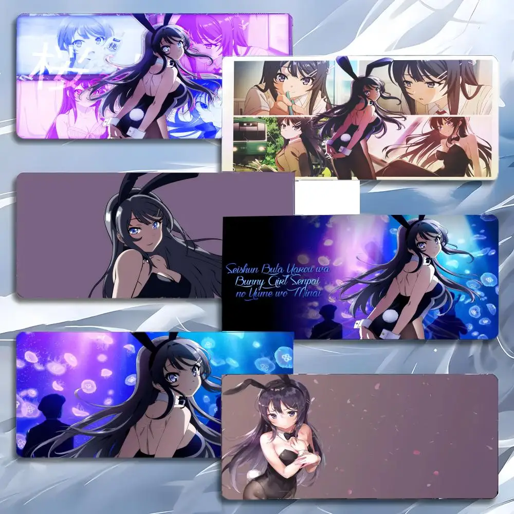 S-Sakurajima Mai Bunny Girl Anime Romance Mouse Pad Mousepad Large Gaming LockEdge Thickened PC Table Desk Mat