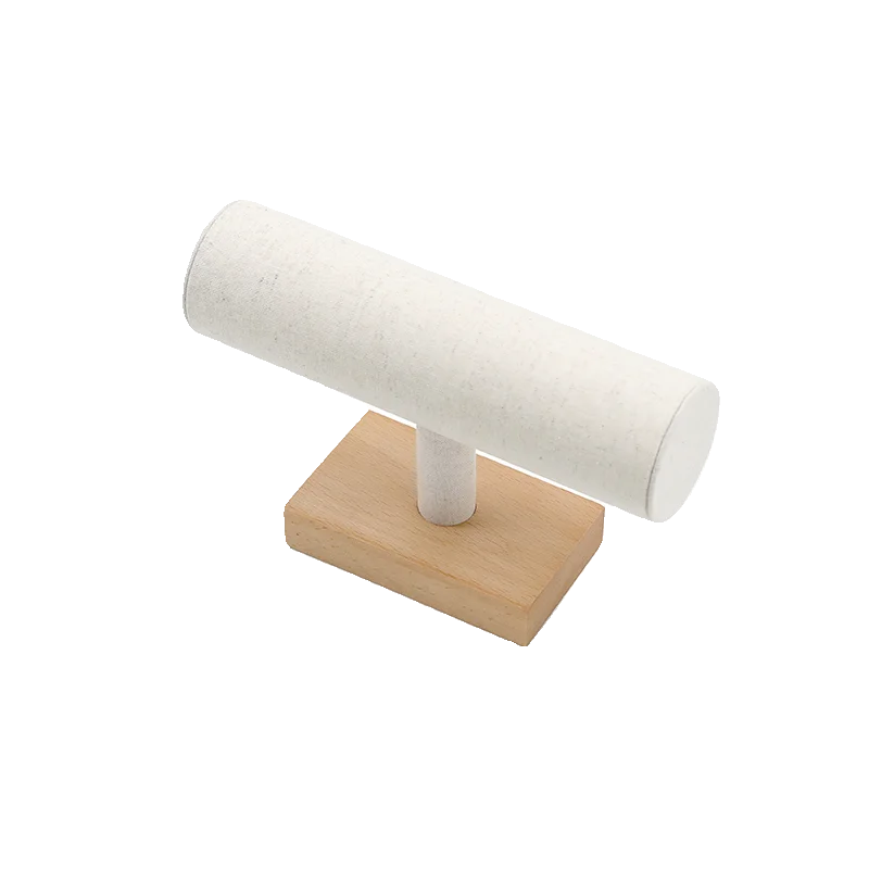 

Beech Wood Jewelry Display Stand, Linen Beads Hanger Rack for Bracelet & Hand Chain, Counter Storage Organizer Prop