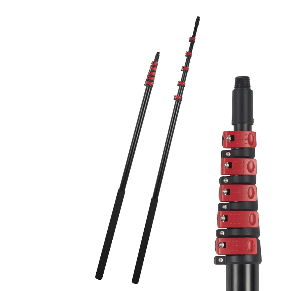 태양광 패널 청소용 36피트 알루미늄 텔레스코픽 막대, 창문 청소 브러시 폴