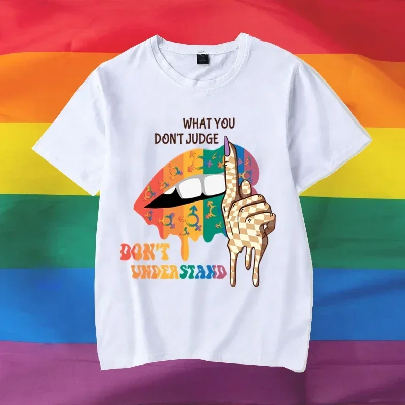 Don't Judge What You Don't Understand T Shirts T Shirt Unisex Harajuku Oversized T Shirt Rainbow Lips Tees Top