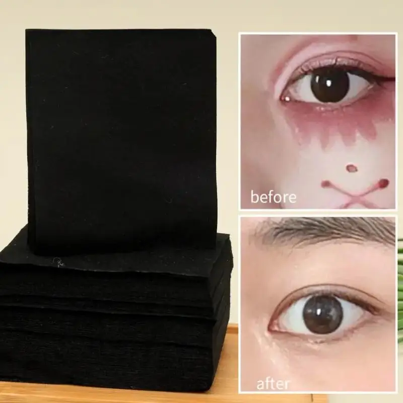 Baumwolle Pads mit Bambuskohle, nasse Kompresse, 200 Stück, schwarze Einweg-Make-up-Entferner-Pads, Gesichtshaut, zum Abwischen, Reinigen von Wattepads